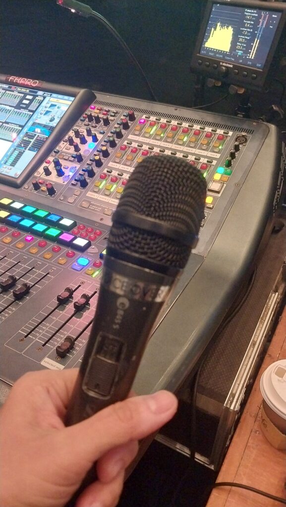 microphone at the tech booth of an event.